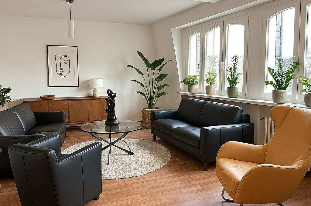 Wohnzimmer mit Möblisierungsbeispiel