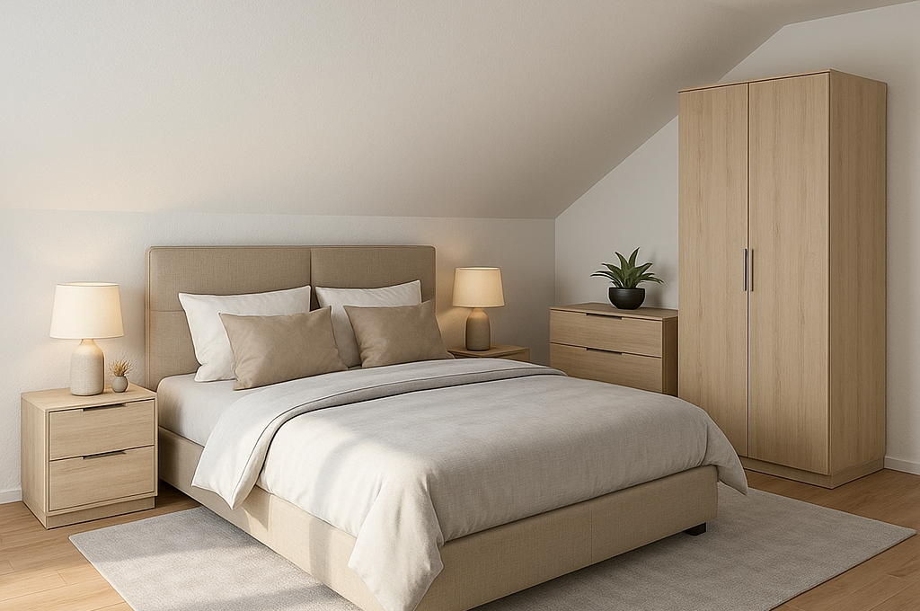 Schlafzimmer mit Möblierungsbeispiel